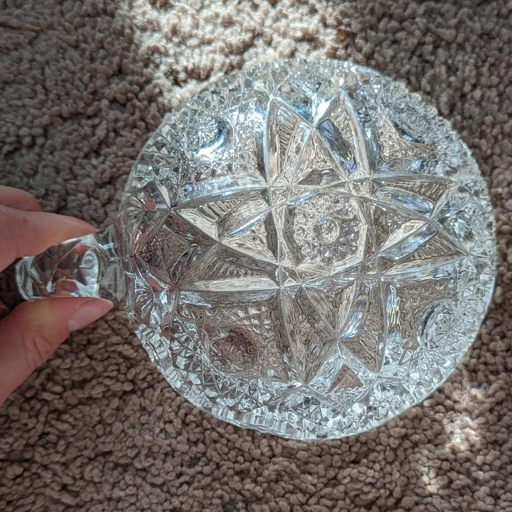 Glass 5 Inches Platter with Handle Preloved